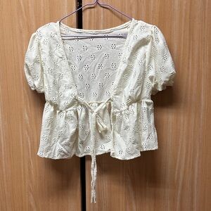 Elegant Cream Eyelet Blouse